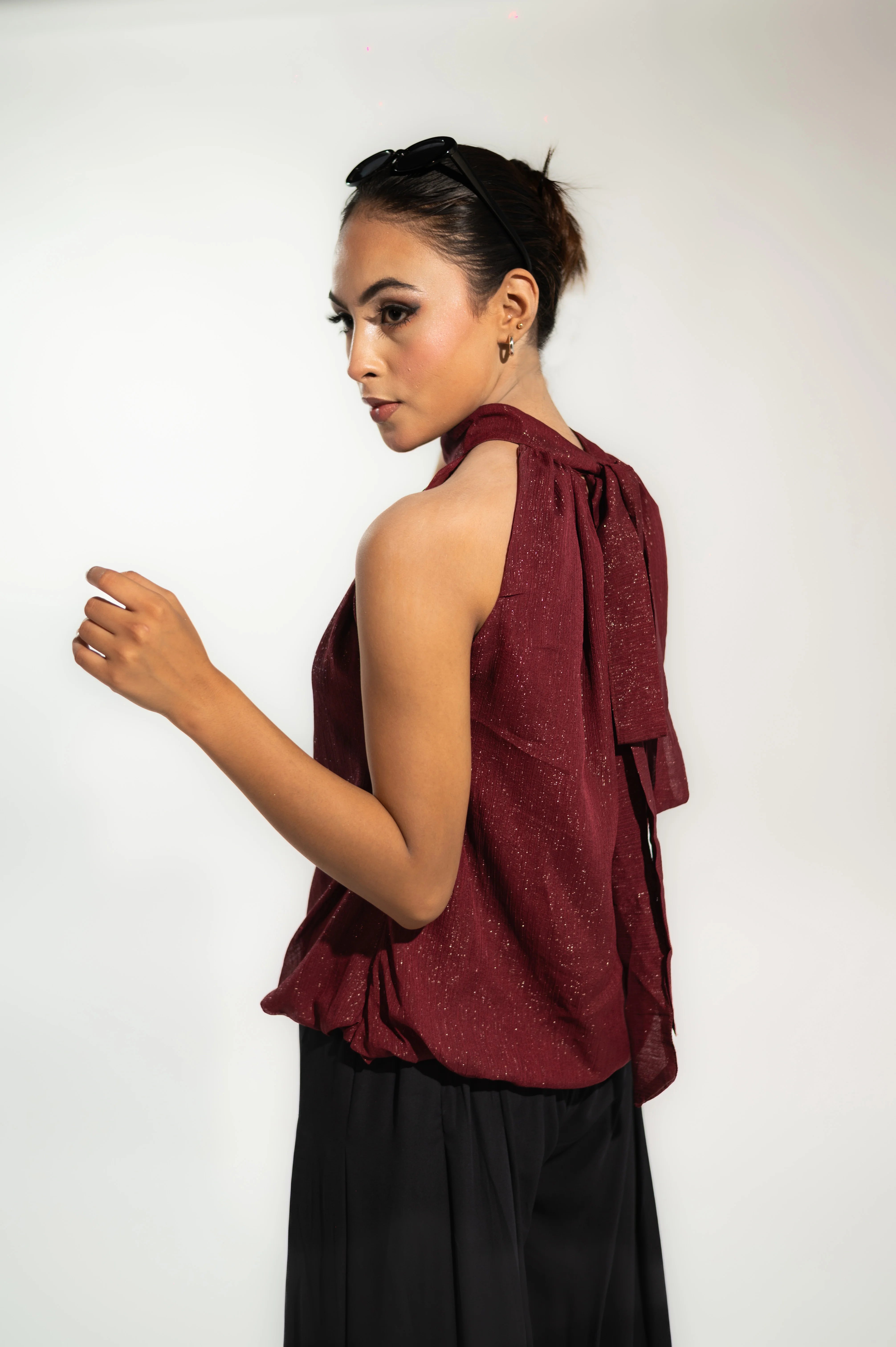 Maroon Halter Party Top