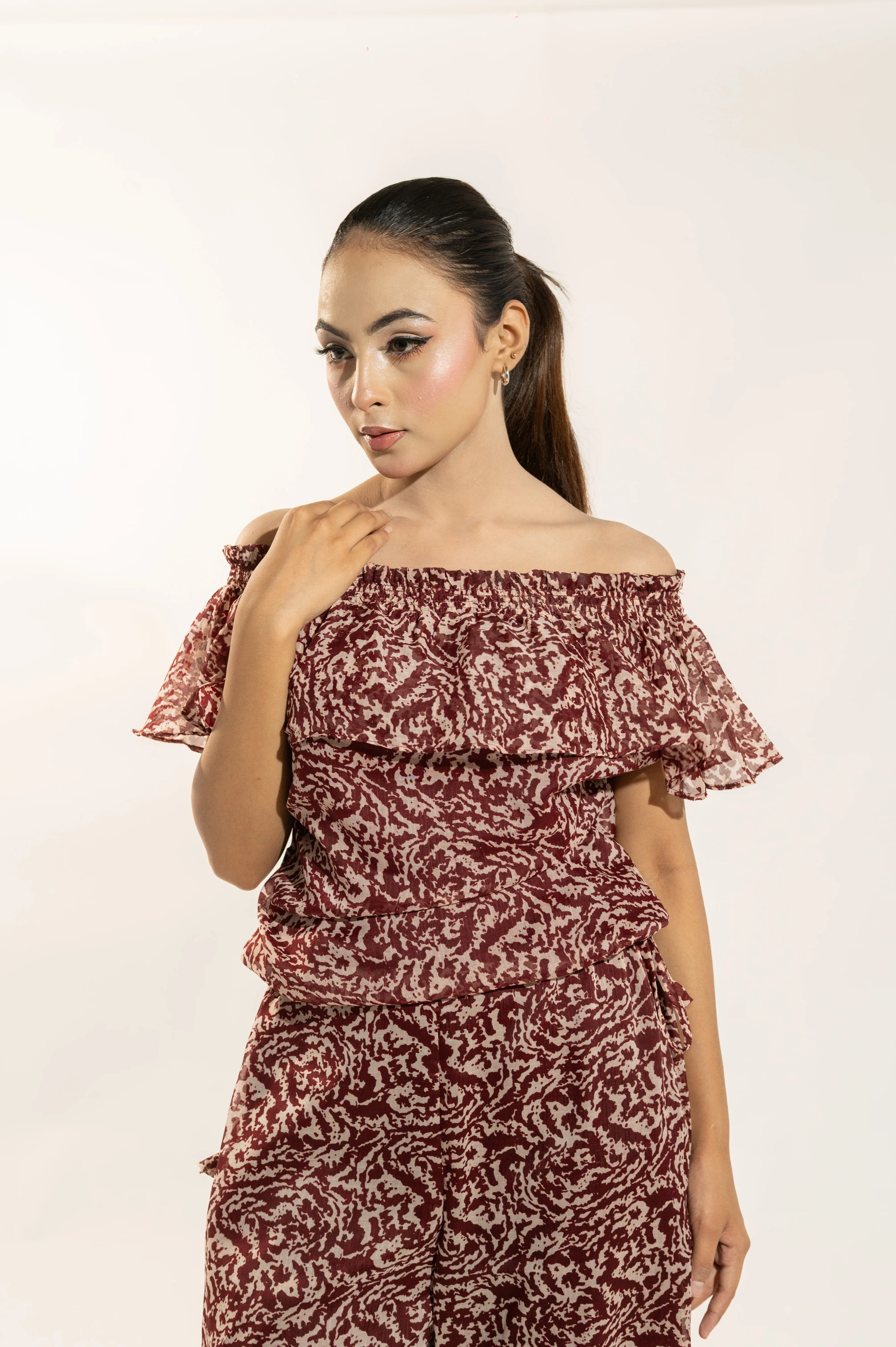 Maroon Printed Co-Ord Set