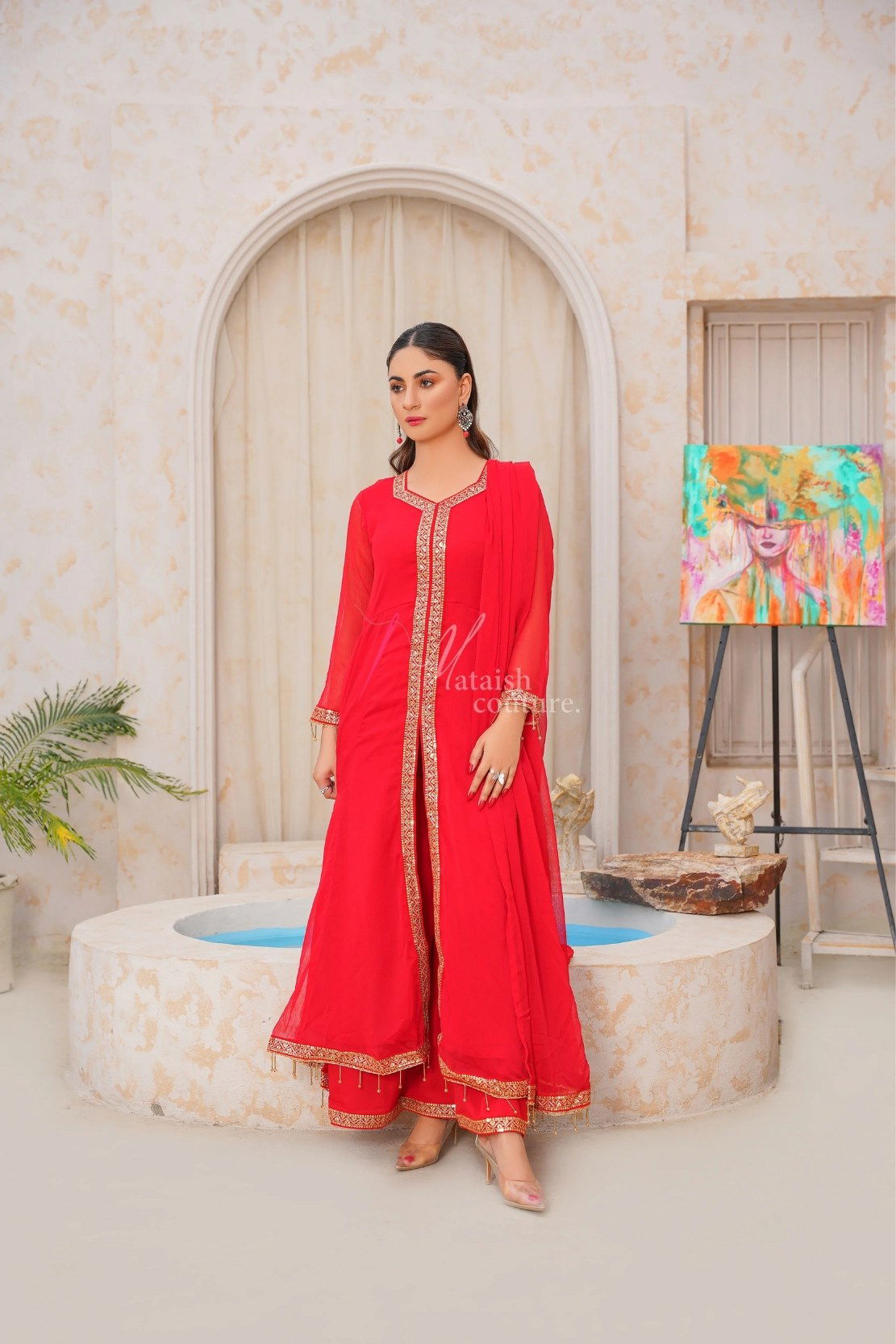 Trendy Red Dress - Mataish