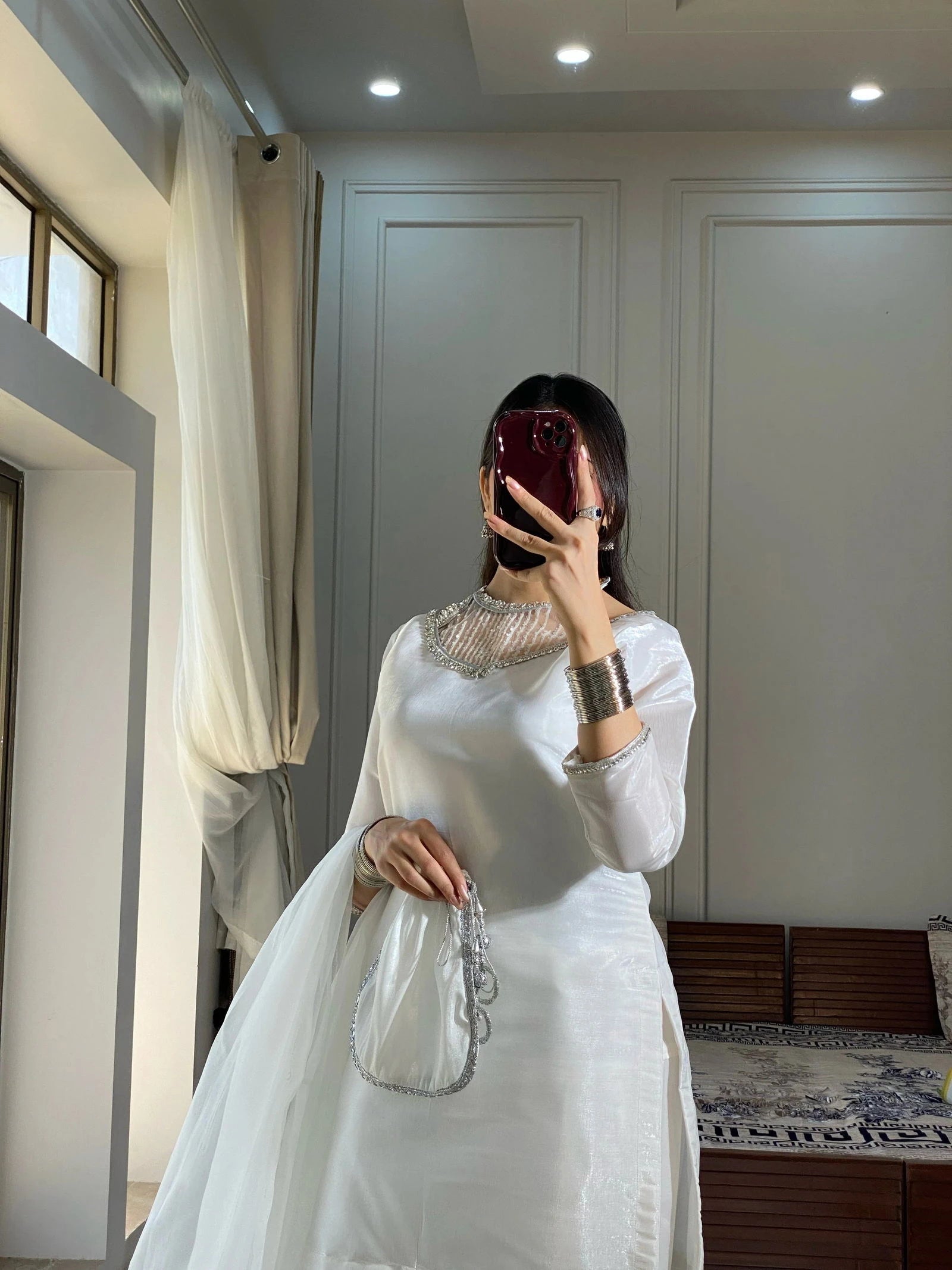 White Farshi Shalwar - Mataish
