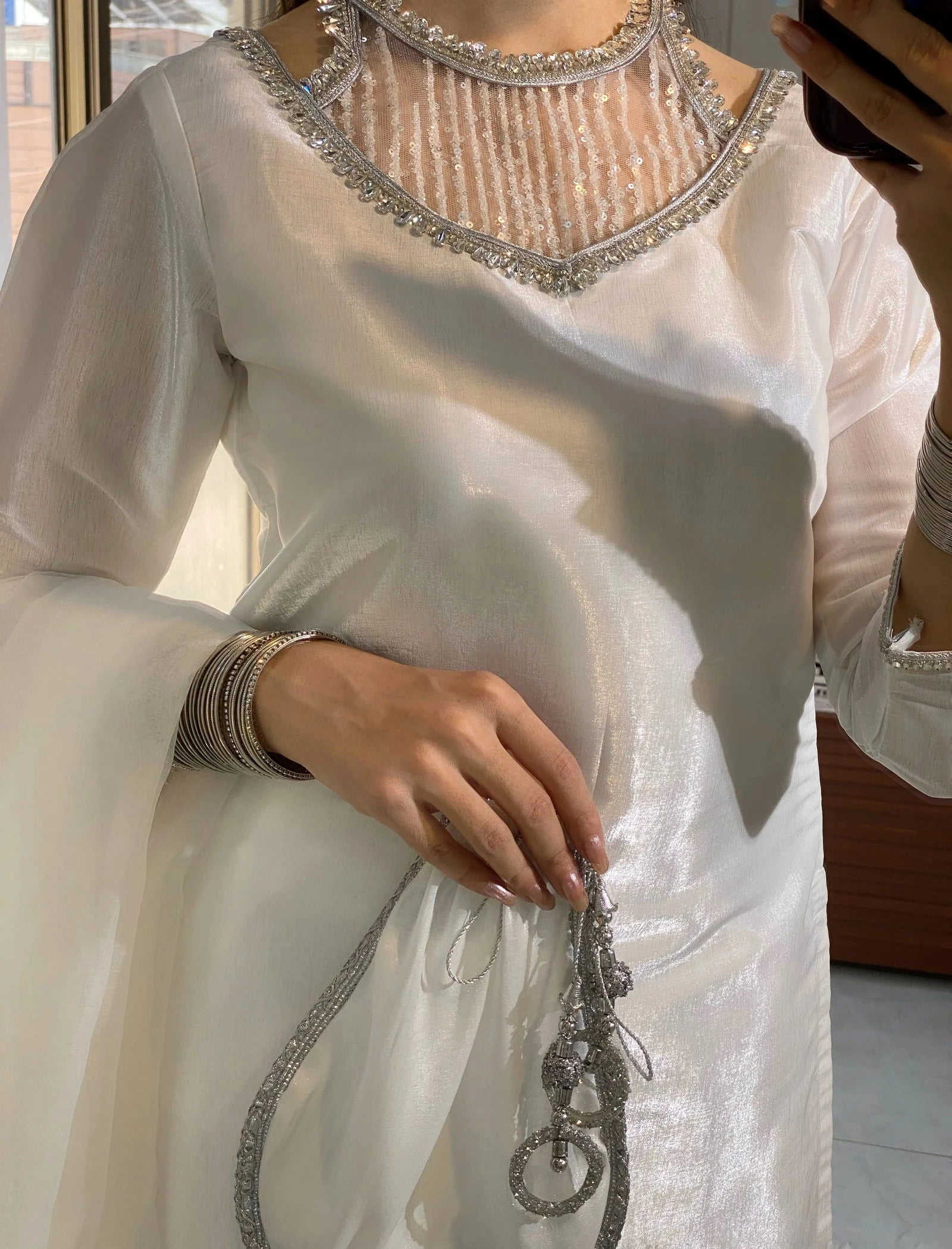 White Farshi Shalwar - Mataish