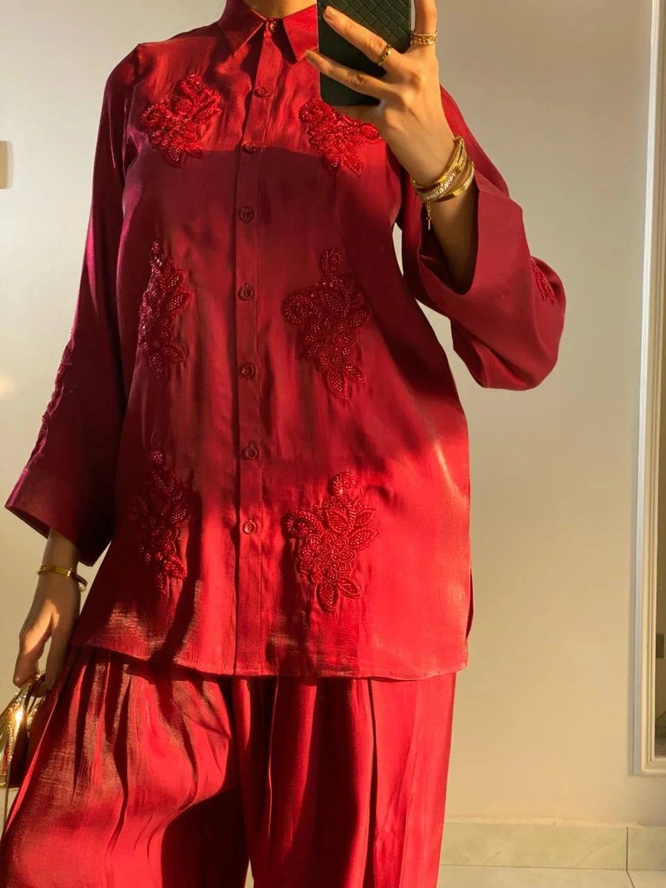 Wine Red Farshi Shalwar - Mataish