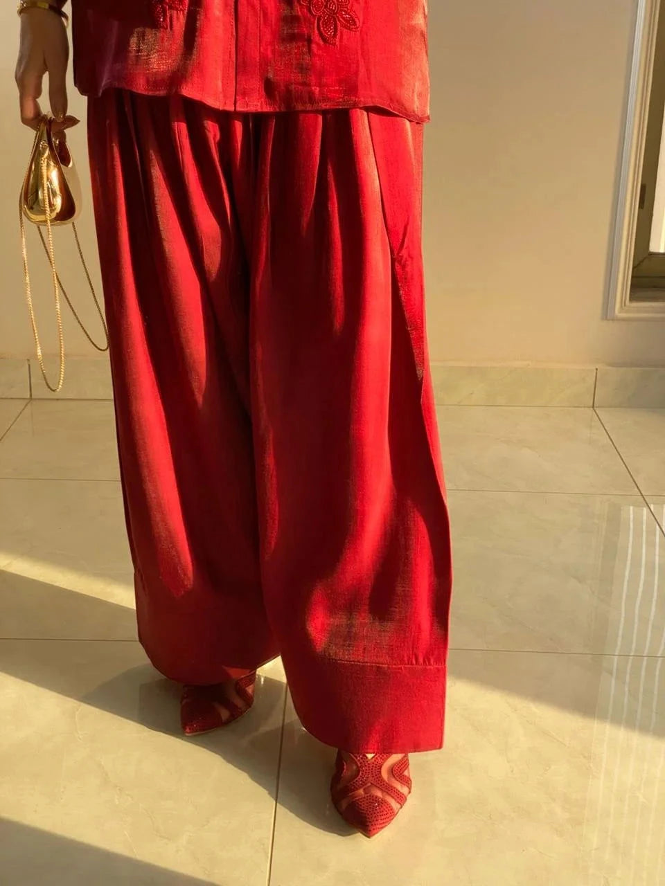 Wine Red Farshi Shalwar - Mataish
