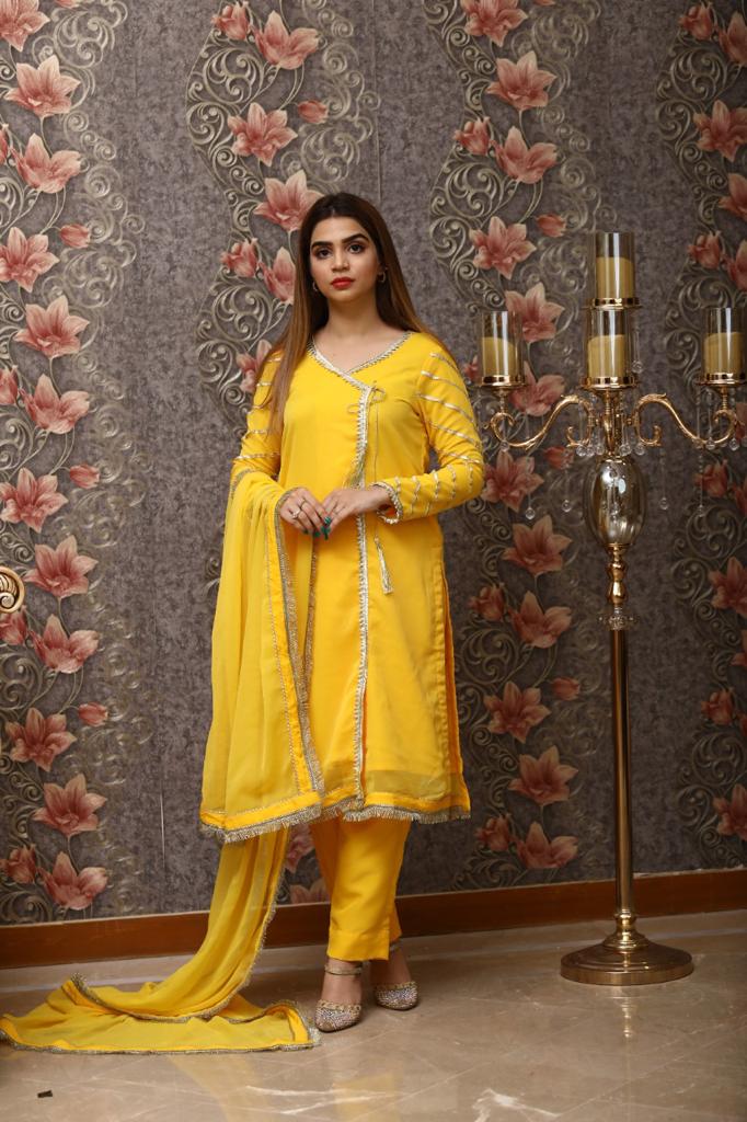 Yellow Angarkha Dress - Mataish