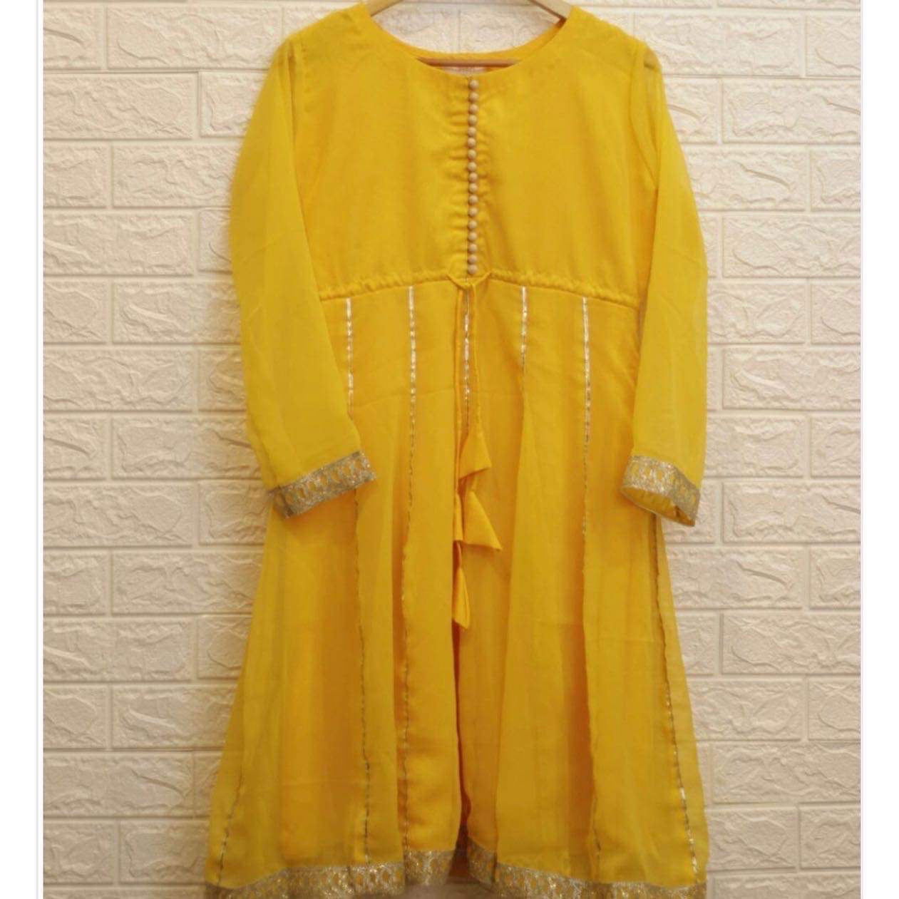 Yellow Peplum Plazzo - Mataish