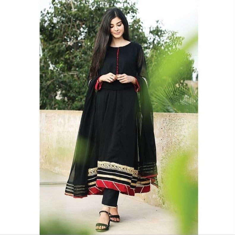 Zainab Shabbir Black Frock - Mataish