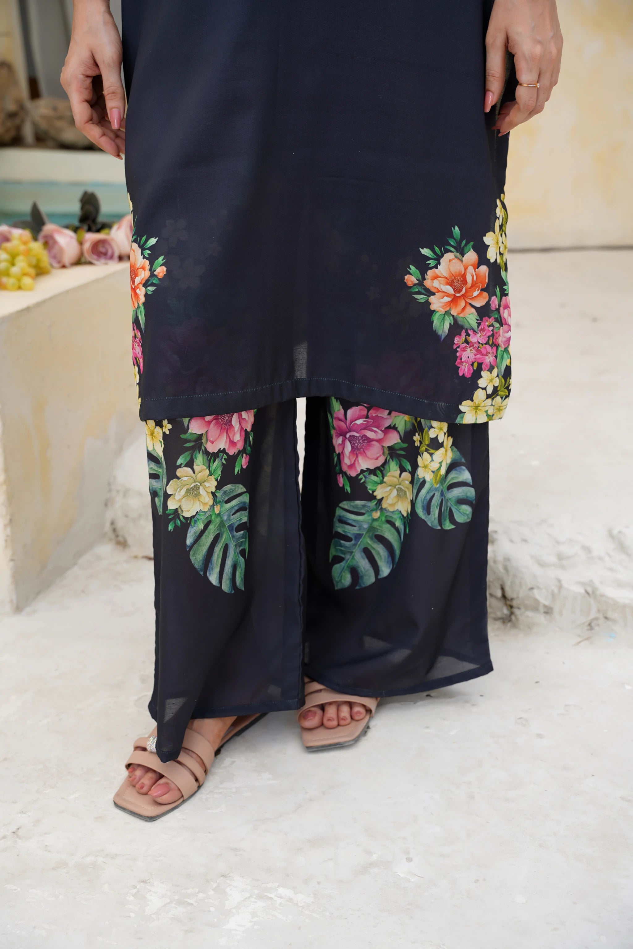 Black Floral Printed
