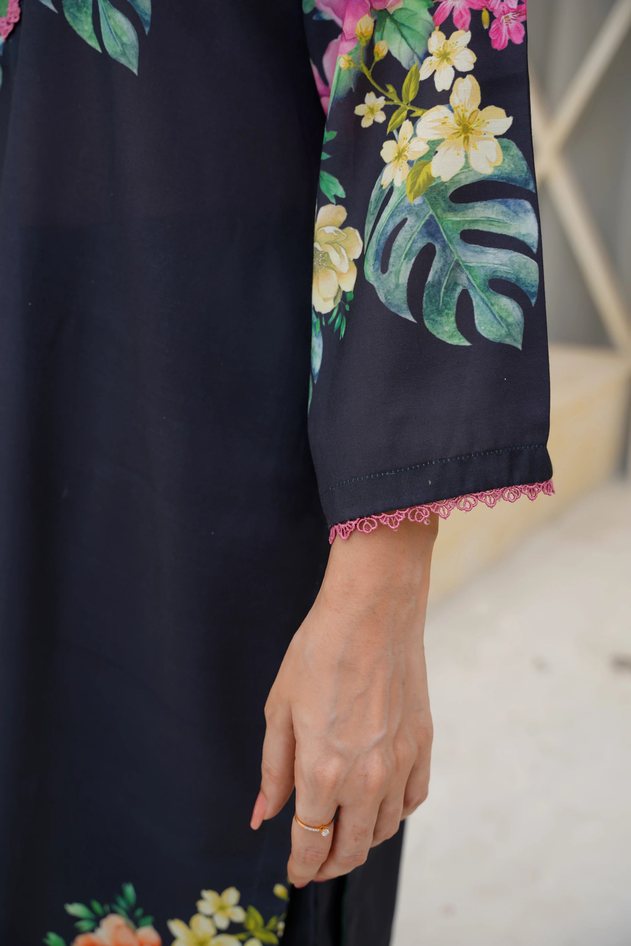 Black Floral Printed