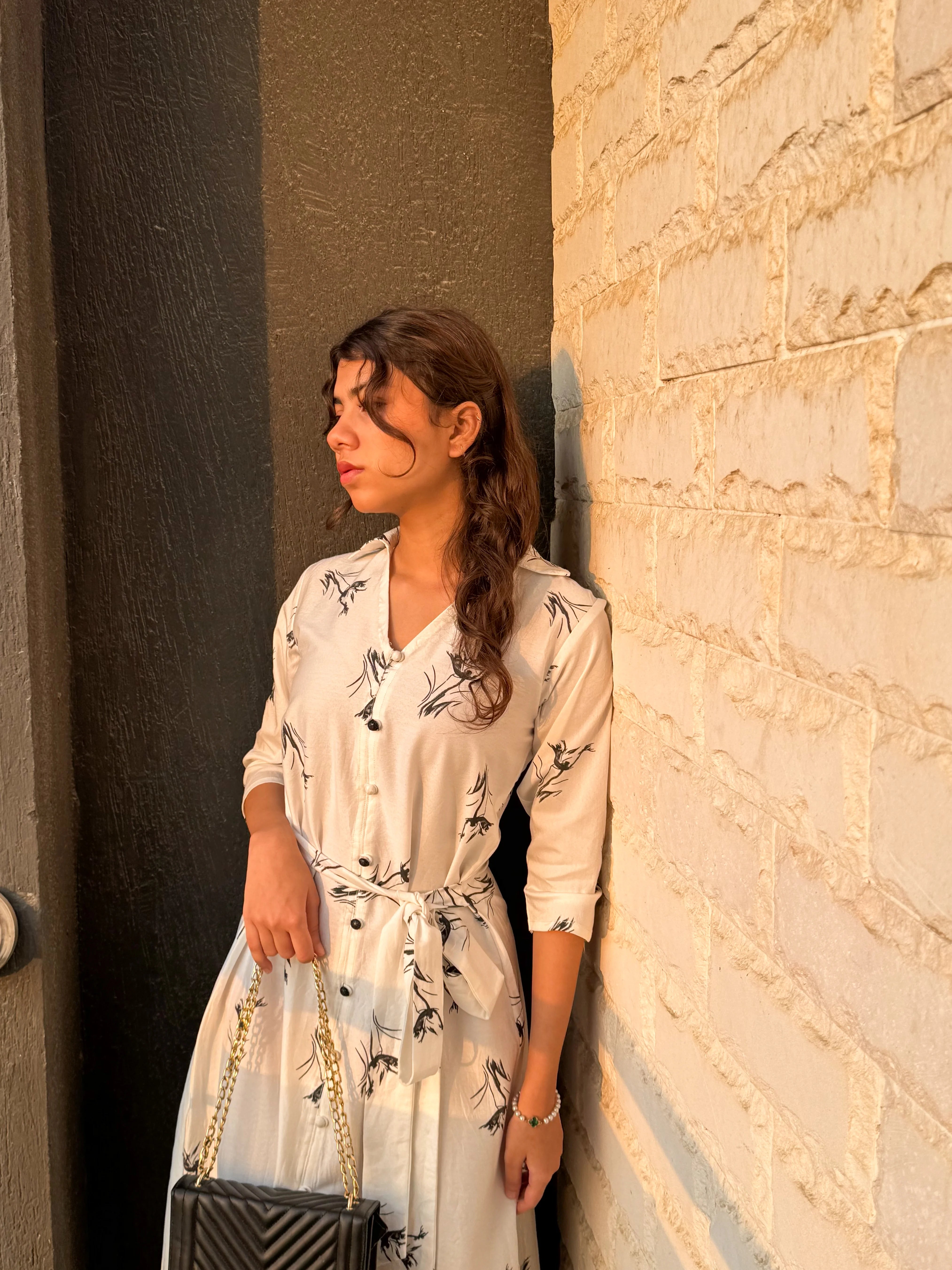 White Floral Cotton Frock