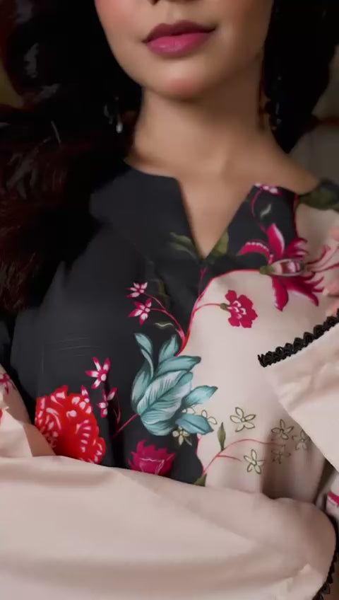 Striped floral long suit