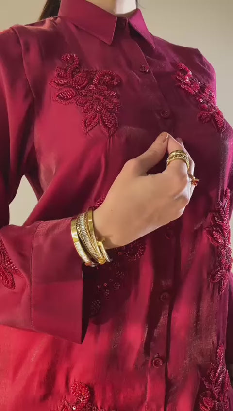 Wine Red Farshi Shalwar