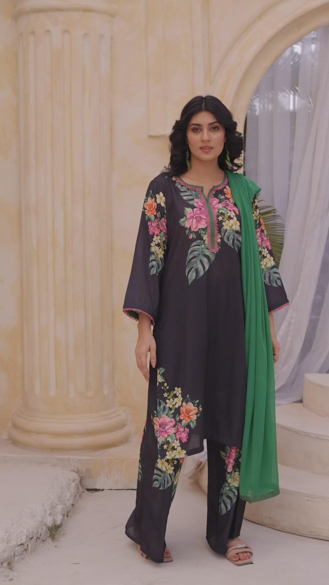 Black Floral Printed